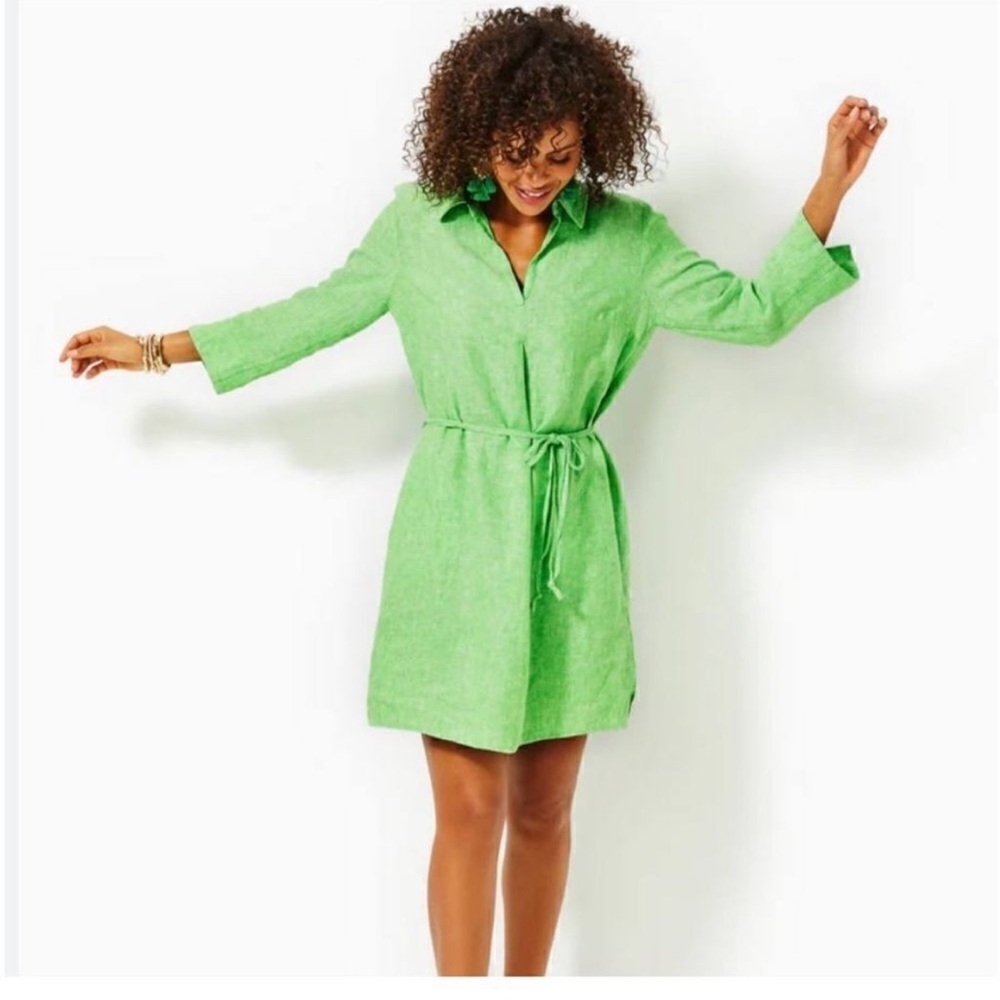 NWT Lilly Pulitzer  Pilar Linen Tunic Dress in Gecko Green
